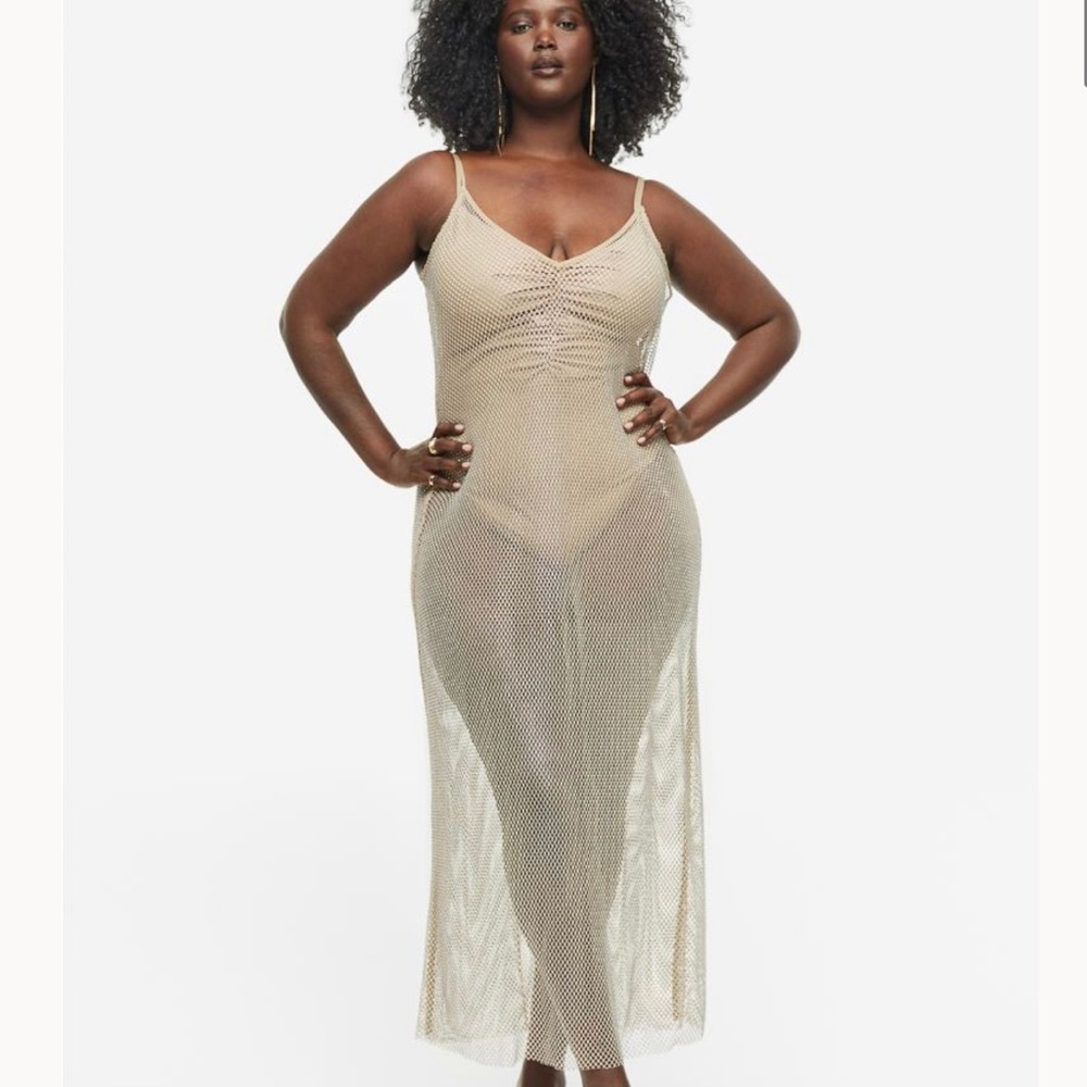 H&M nude Mesh sparkly sheer dress